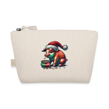 Weihnachtliche Völlerei mit Weihnachtsschwein - Bio-Täschchen - Natur - Vorne