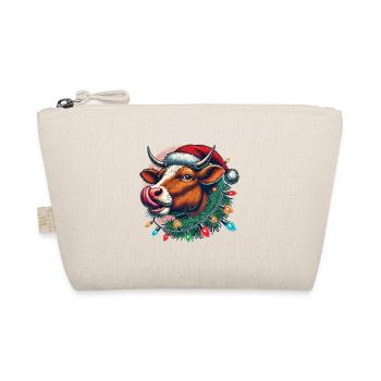 Drôle de vache de Noël avec des guirlandes lumineuses - Trousse biologique - nature - Devant