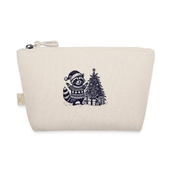 Cheerful raccoon with Christmas tree - Organic Pouch - nature - Front