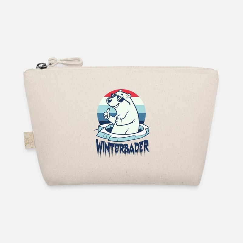Eisbaden Eisbad Winterbader Cartoon - Bio-Täschchen - Natur