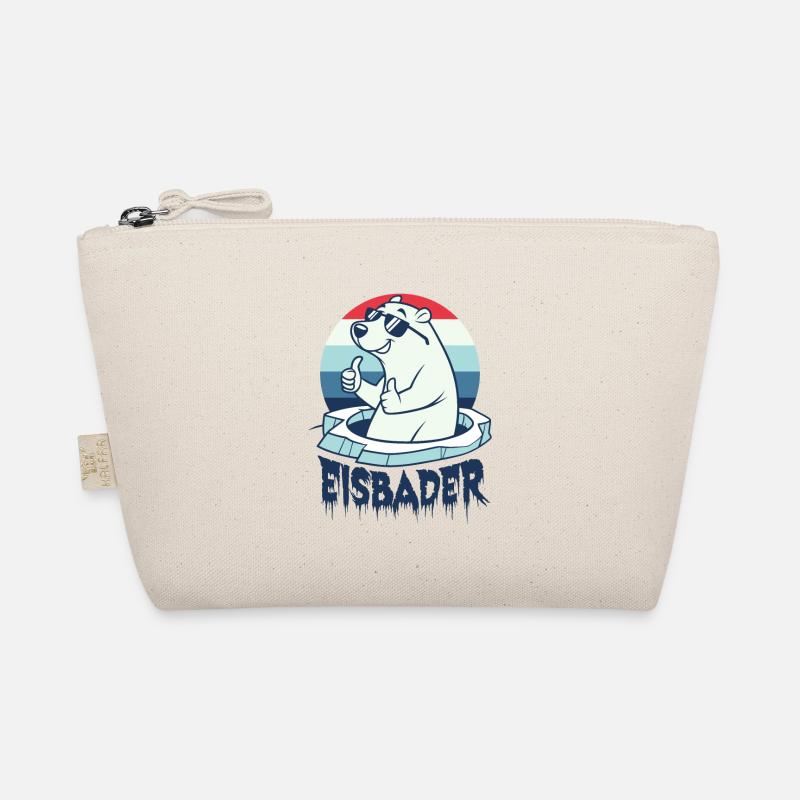 Eisbaden Eisbad Winterbader Cartoon - Bio-Täschchen - Natur