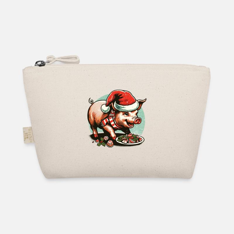 Christmas Gluttony Pig With Hat Organic Pouch