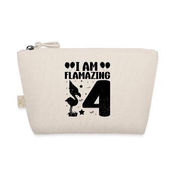 Je suis Flamazing 4 ans Flamingo Fête d’anniversaire - Trousse biologique - nature - Devant