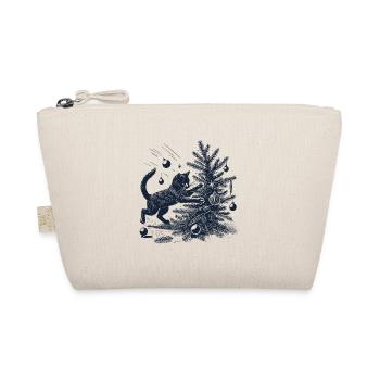 Lustige Katze Weihnachten Retro Vintage Look - Bio-Täschchen - Natur - Vorne
