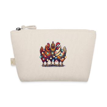 Poulets drôles de Noël avec des guirlandes lumineuses - Trousse biologique - nature - Devant