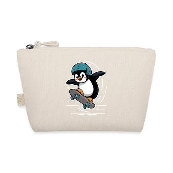 Skateboard Fahrender Pinguin Mit Helm - Bio-Täschchen - Natur - Vorne