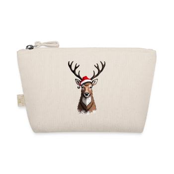 Christmas Reindeer with Christmas Hat - Organic Pouch - nature - Front