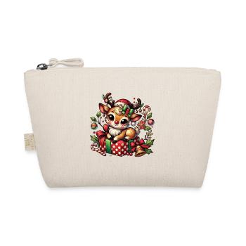 Christmas Reindeer On Gift - Organic Pouch - nature - Front