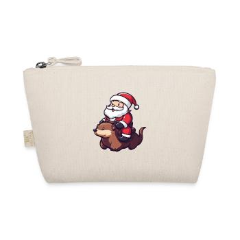 Beaver Santa Claus Cartoon - Organic Pouch - nature - Front