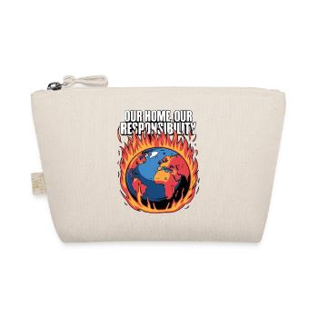 Our Home Burning Climate Responsibility Design - Organic Pouch - nature - Front