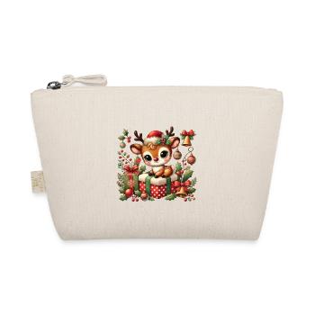 Cute reindeer with Christmas decoration - Organic Pouch - nature - Front
