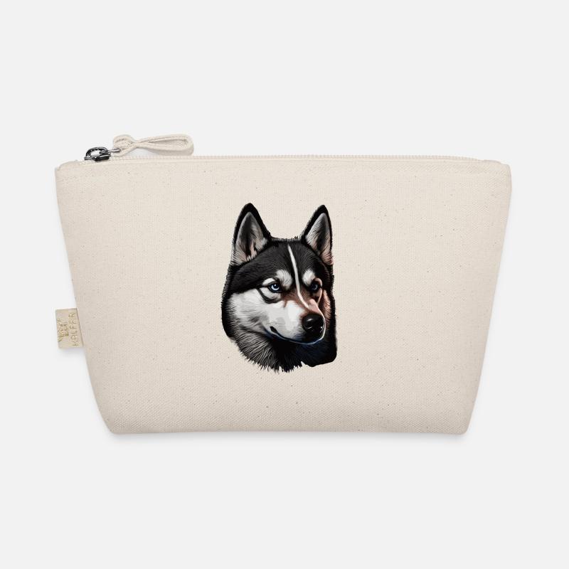 Husky Vintage Schlittenhunde Sibirischer Husky - Bio-Täschchen - Natur