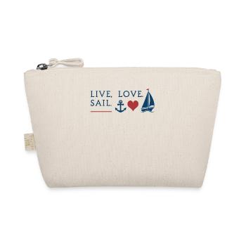 Live Love Sail – Maritime Sail Motif - Organic Pouch - nature - Front