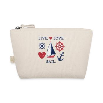 Live Love Sail – Maritime Sail Motif - Organic Pouch - nature - Front
