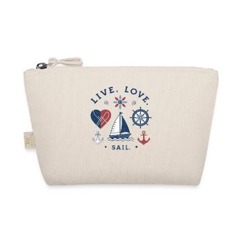 Live Love Sail – Maritime Sail Motif - Organic Pouch - nature - Front