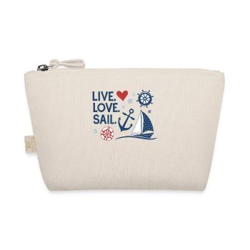 Live Love Sail – Maritime Sail Motif - Organic Pouch - nature - Front