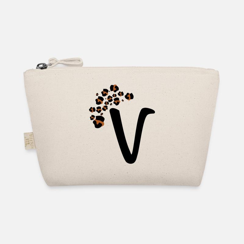 Buchstaben v Leopardenmuster - Bio-Täschchen - Natur