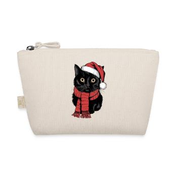 Black Cat Santa Hat Bombay Cat - Organic Pouch - nature - Front
