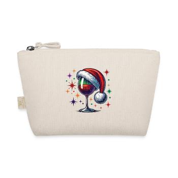 Christmas Wine Glass With Santa Hat - Organic Pouch - nature - Front