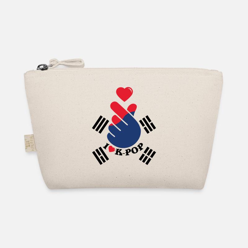 J’aime K-Pop coeur geste de la main Drapeau Trousse biologique