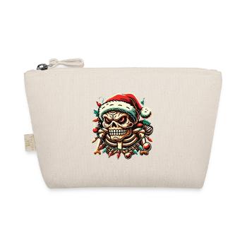Weihnachtlicher Totenkopf Mit Lichterkette - Bio-Täschchen - Natur - Vorne
