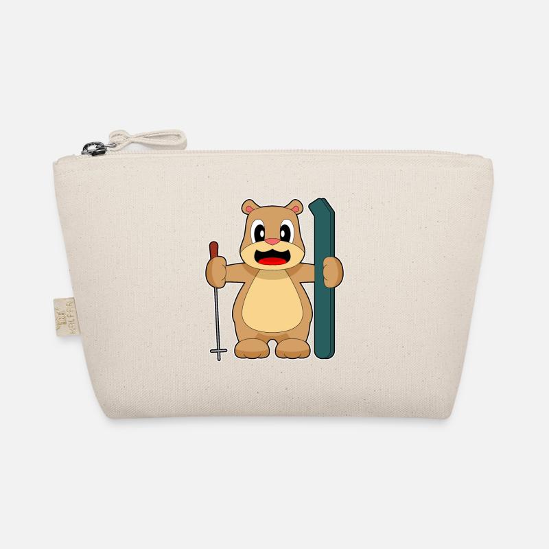 Bear Ski Skier Ski Poles Organic Pouch