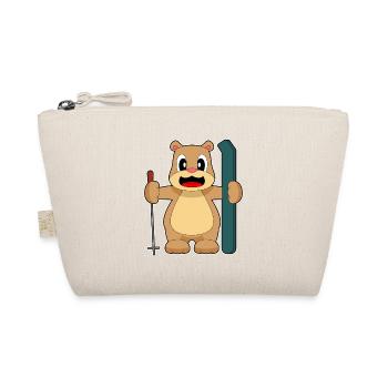 Bear Ski Skier Ski Poles - Organic Pouch - nature - Front
