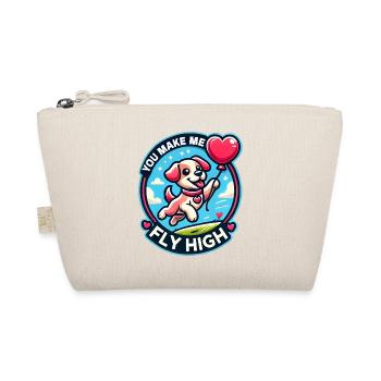 Flying dog with heart balloon - Organic Pouch - nature - Front