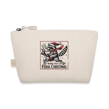 Merry Wild Christmas Raccoon Reindeer - Organic Pouch - nature - Front