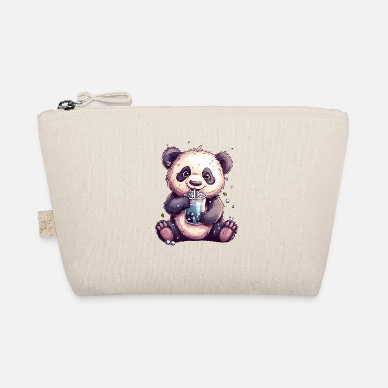 Niedlicher Panda mit Tee - Bio-Täschchen - Natur