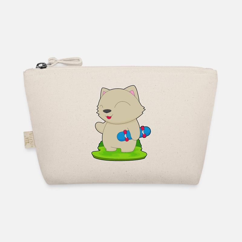 Katze Skater Skateboard - Bio-Täschchen - Natur