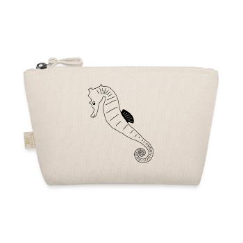 Seahorse - Graphic in black and white - Organic Pouch - nature - Front