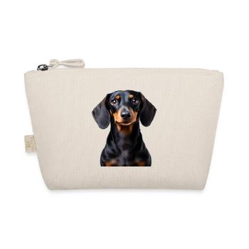 Dackel Hund schwarzbraun flauschig süß Hundeliebe - Bio-Täschchen - Natur - Vorne