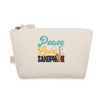 Saxophone Girl Peace Love - Organic Pouch - nature - Front