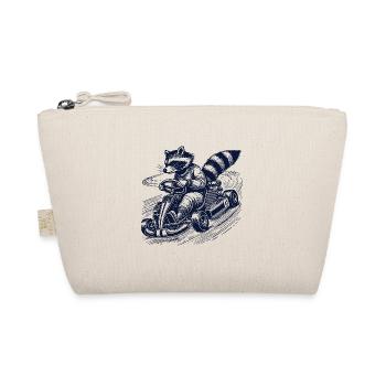 Vintage Go-Kart Design Waschbär Rennfahrer - Bio-Täschchen - Natur - Vorne