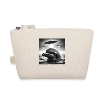 Dolphin Sea Funny Graphic Selfie with UFOs Weird A - Organic Pouch - nature - Front