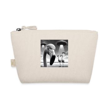Flamingo Sci-fi Funny Graphic Selfie with UFOs Wei - Organic Pouch - nature - Front