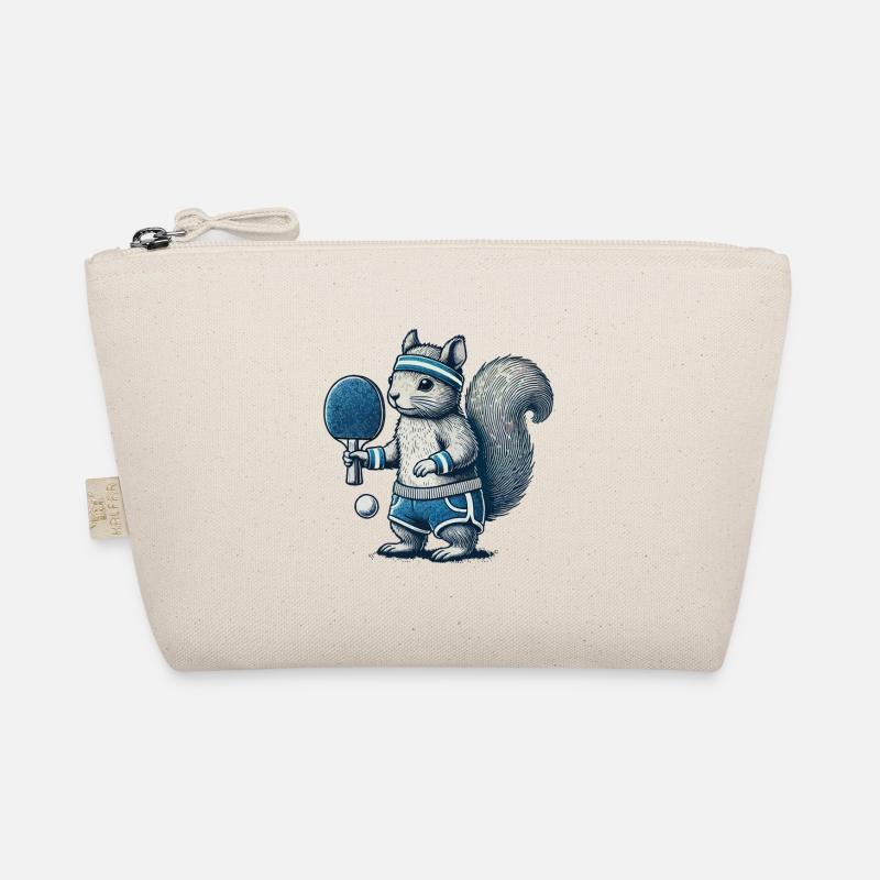 Retro Table Tennis Squirrel Fun Organic Pouch