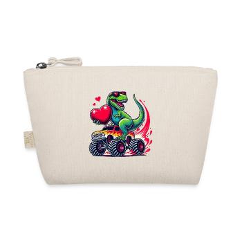 Valentine's Day Dinosaur Heart Monster Truck Funny - Organic Pouch - nature - Front