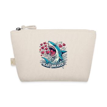 Valentine's Day Shark Diver Holiday Heart Funny Sea - Organic Pouch - nature - Front