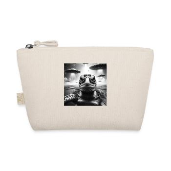 Sea Turtle Funny Graphic Selfie with UFOs Weird A - Organic Pouch - nature - Front