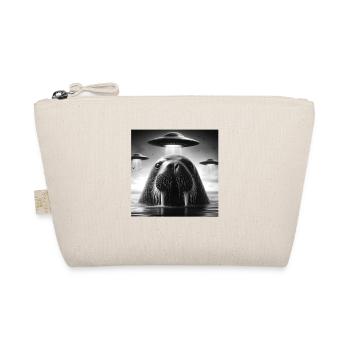 Walrus Sea lion Funny Graphic Selfie with UFOs Wei - Organic Pouch - nature - Front