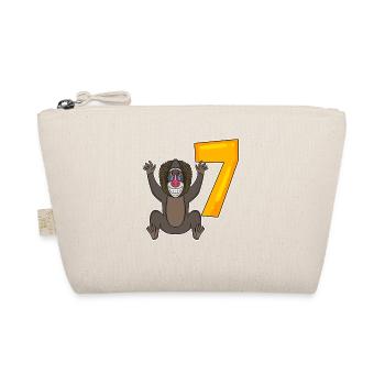 7th Birthday Motif Monkey - 7 years old - Organic Pouch - nature - Front
