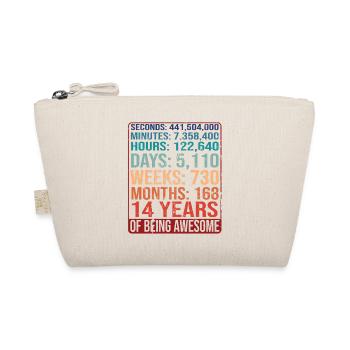 14 Jahre alt! Geburtstagsgeschenk 14. Geburtstag - Bio-Täschchen - Natur - Vorne