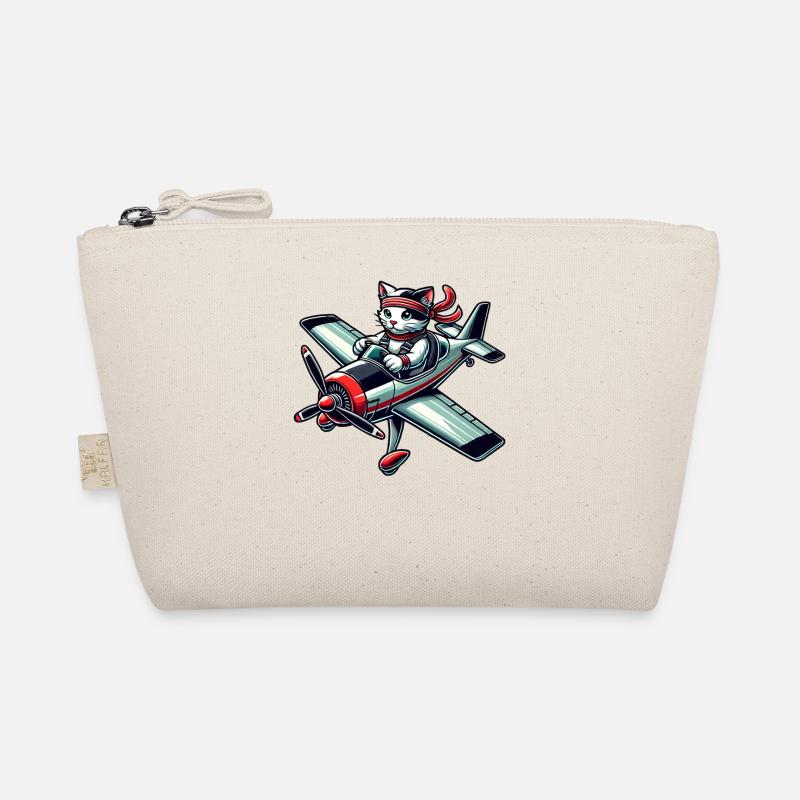 Cat Pilot Propeller Airplane Flying Organic Pouch