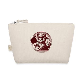 Cute cat playing table tennis in retro style - Organic Pouch - nature - Front
