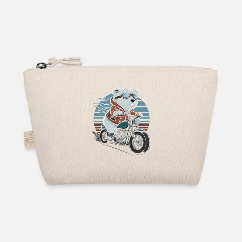 Bär auf Motorrad Abenteuer Retro Stil - Bio-Täschchen - Natur