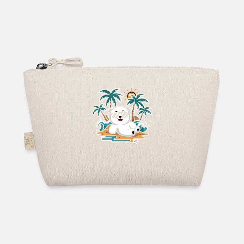 Cool polar bear on the beach with sunglasses Organic Pouch