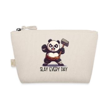Aggro Panda with Hammer – SLAY EVERY DAY - Organic Pouch - nature - Front