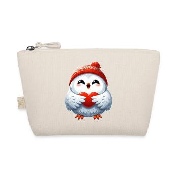 Schneeeule Herz Liebe Valentinstag Design - Bio-Täschchen - Natur - Vorne